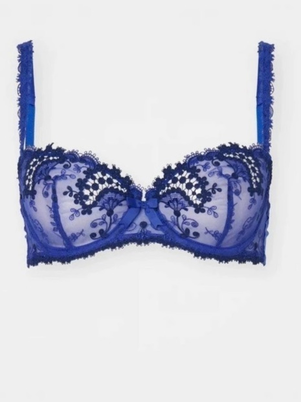 Simone Pérèle Wish Floral Lace Bra in Electric Blue 34D NWT